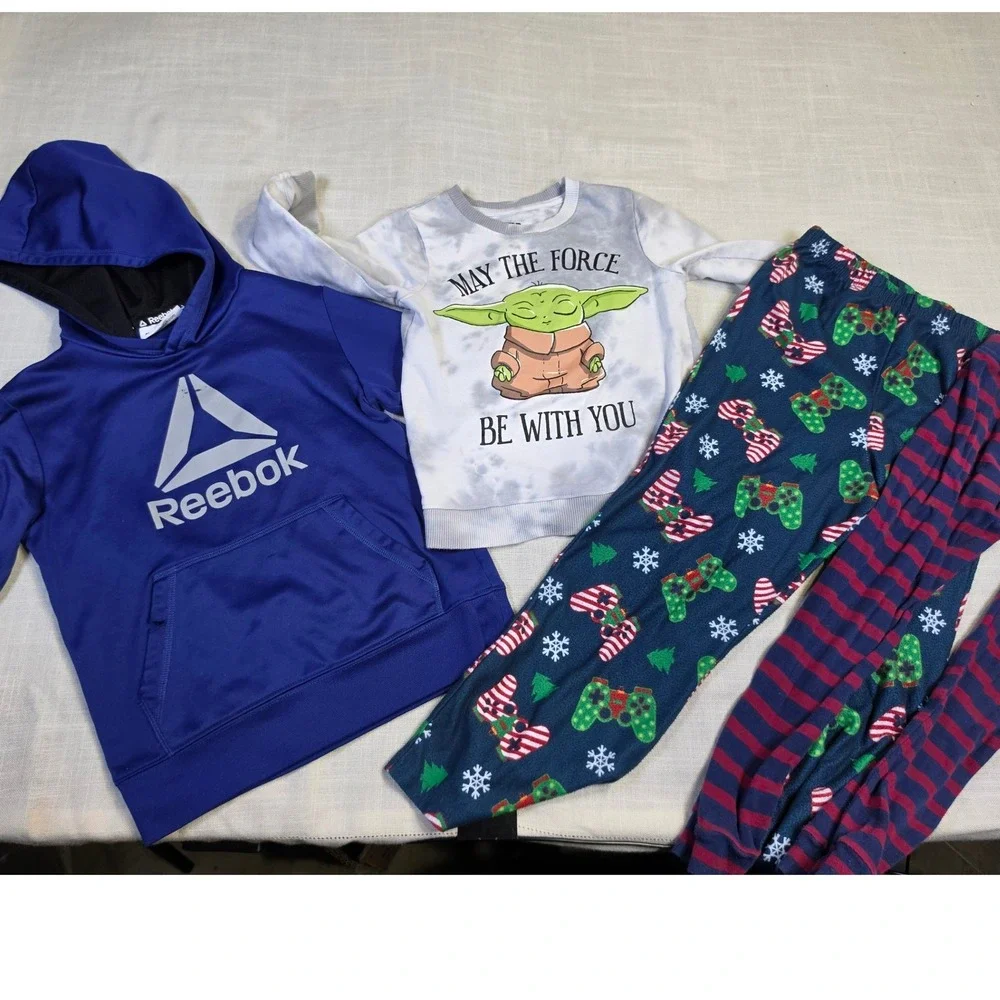 Boys Clothes Lot Size 6 Reebok Hoodie Star Wars Grogu Sweatshirt Pajama Pants